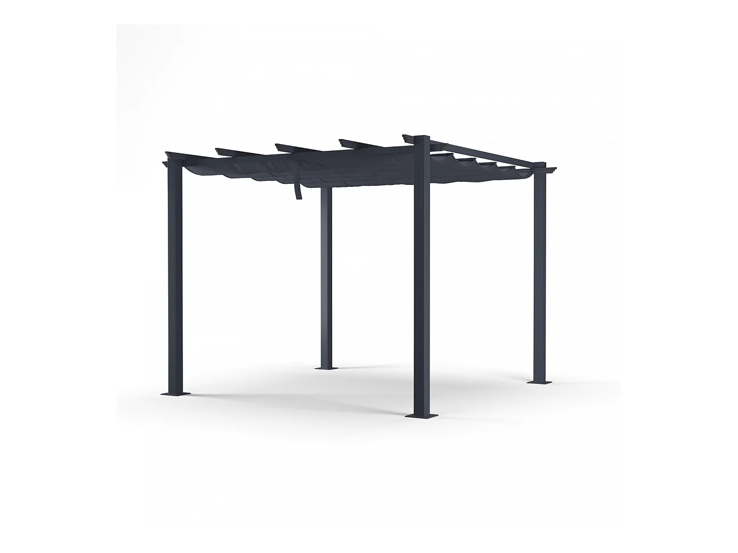 Tonnelle/Pergola aluminium 3x3m toile coulissante rétractable - Gris - OHIO