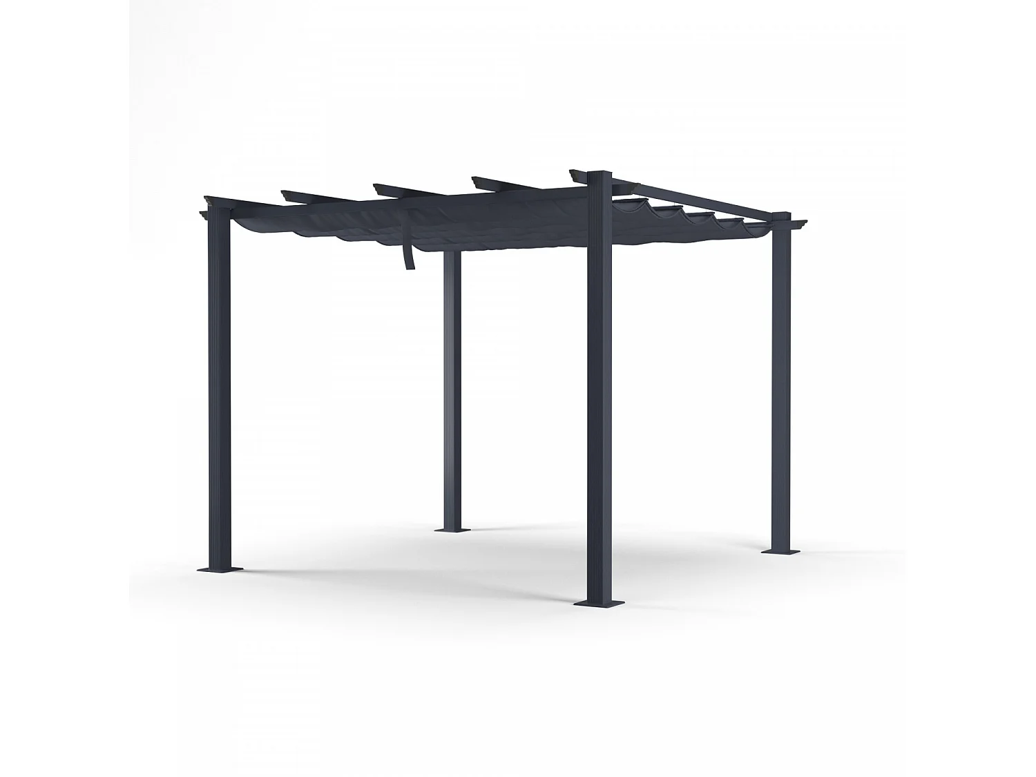 Tonnelle/Pergola aluminium 3x3m toile coulissante rétractable - Gris - OHIO