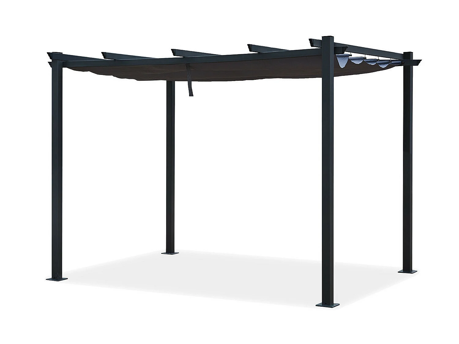 Tonnelle/Pergola aluminium 3x3m toile coulissante rétractable - Gris - OHIO