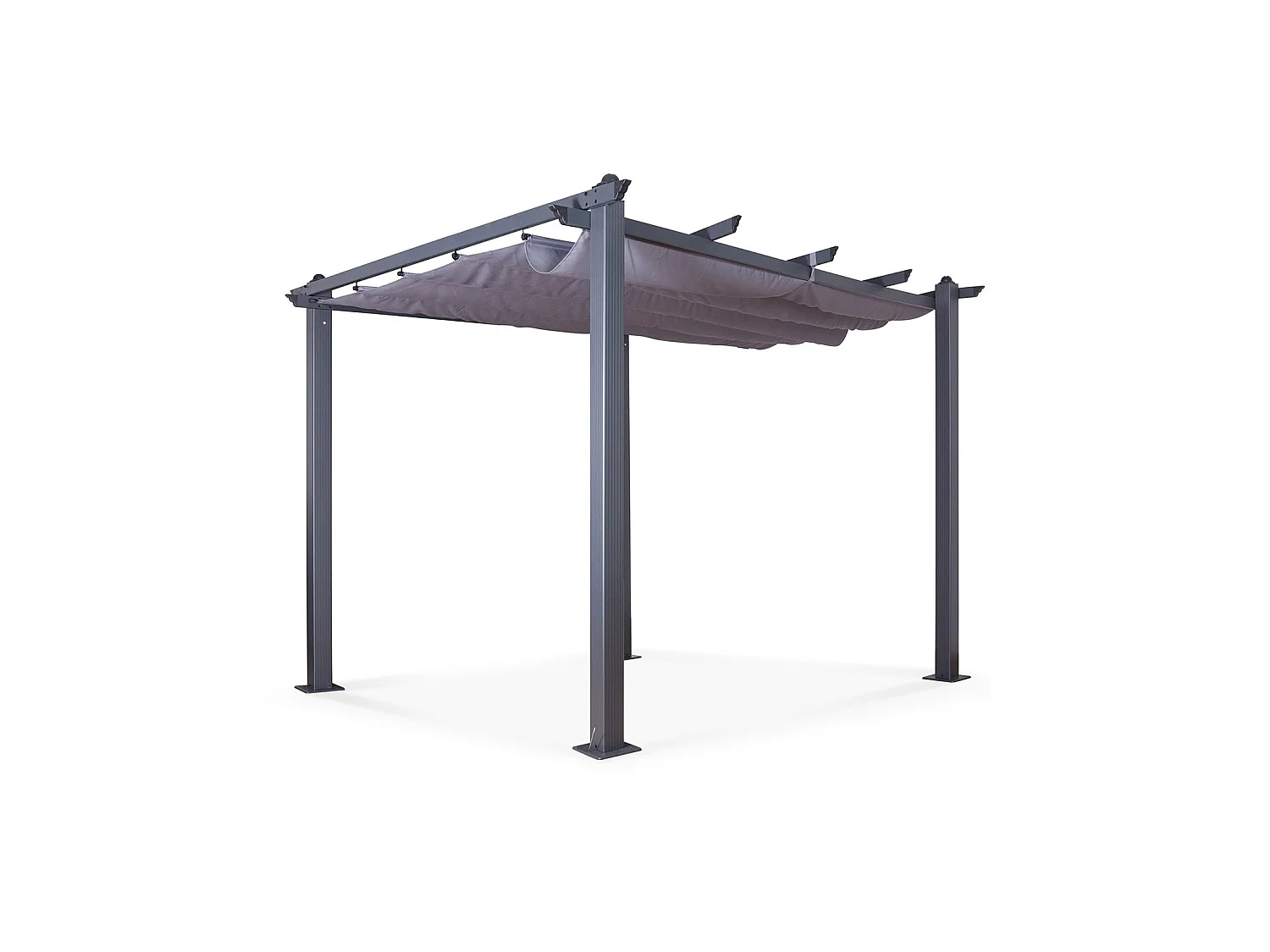 Tonnelle/Pergola aluminium 3x3m toile coulissante rétractable - Gris Anthracite - HERO