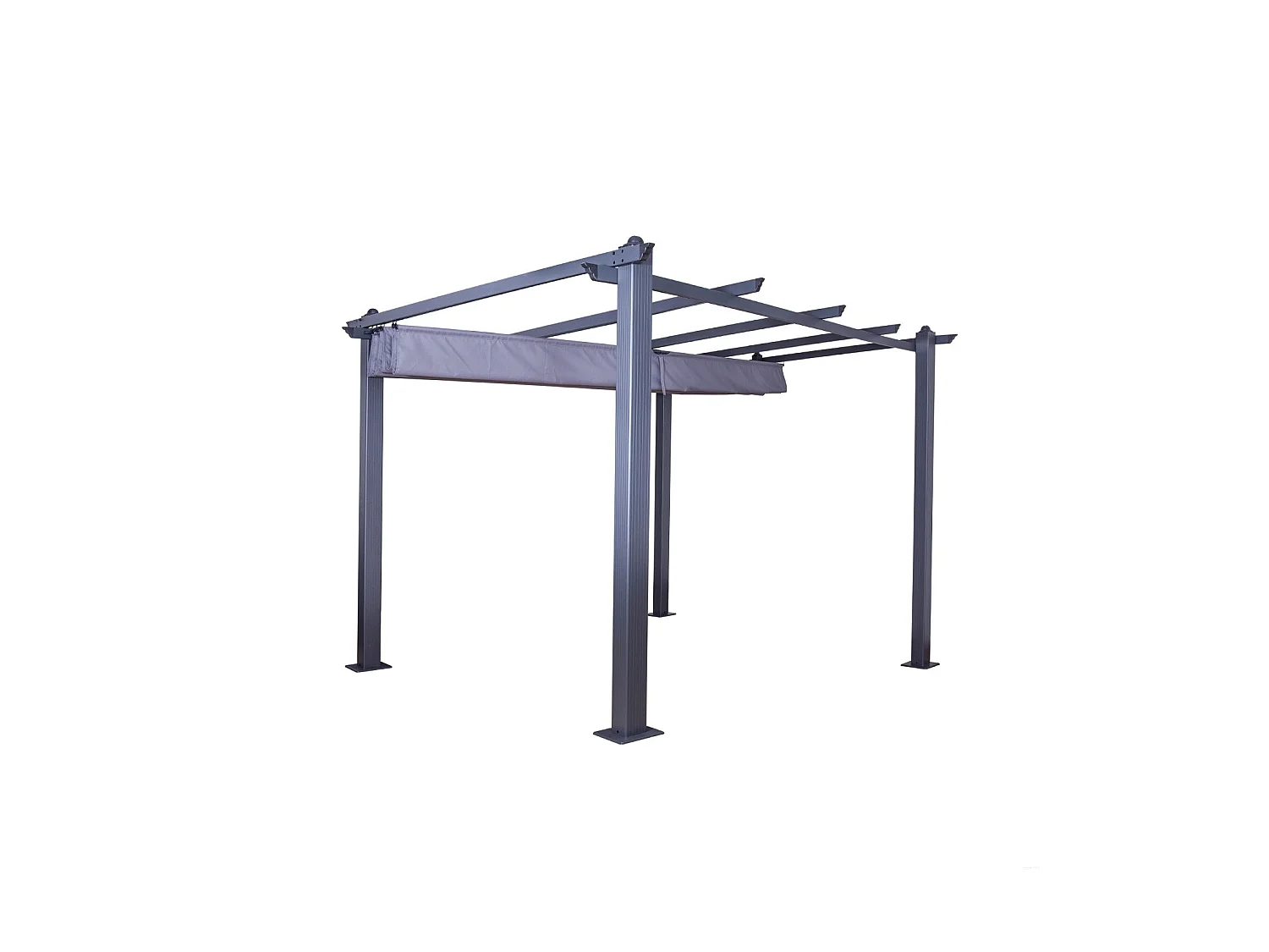 Tonnelle/Pergola aluminium 3x3m toile coulissante rétractable - Gris Anthracite - HERO