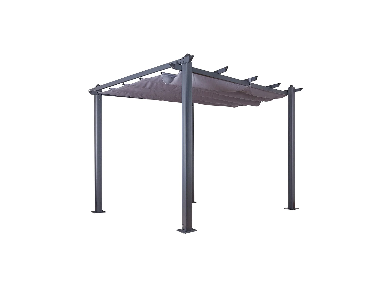 Tonnelle/Pergola aluminium 3x3m toile coulissante rétractable - Gris Anthracite - HERO
