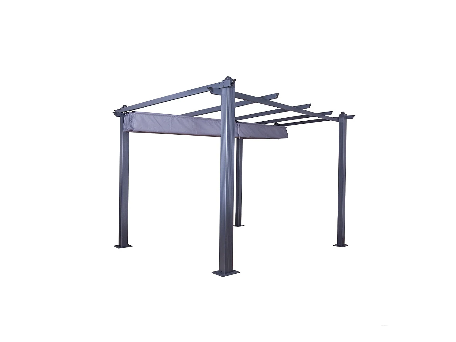 Tonnelle/Pergola aluminium 3x3m toile coulissante rétractable - Gris Anthracite - HERO