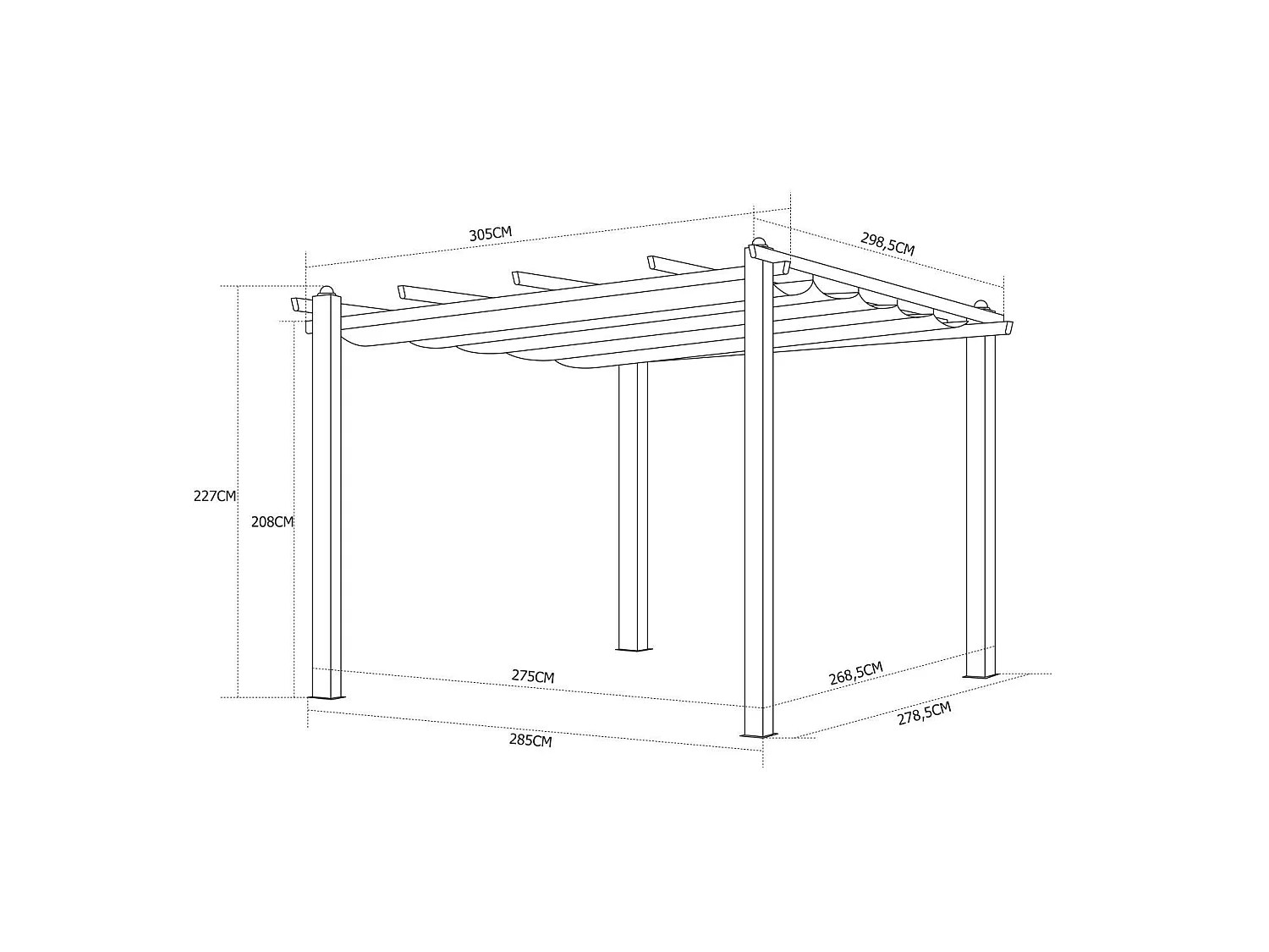 Tonnelle/Pergola aluminium 3x3m toile coulissante rétractable - Gris Anthracite - HERO