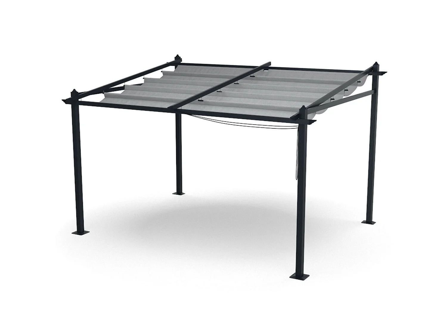 Tonnelle/Pergola mural en aluminium 3x4m toile coulissante rétractable - Gris - LISBOA