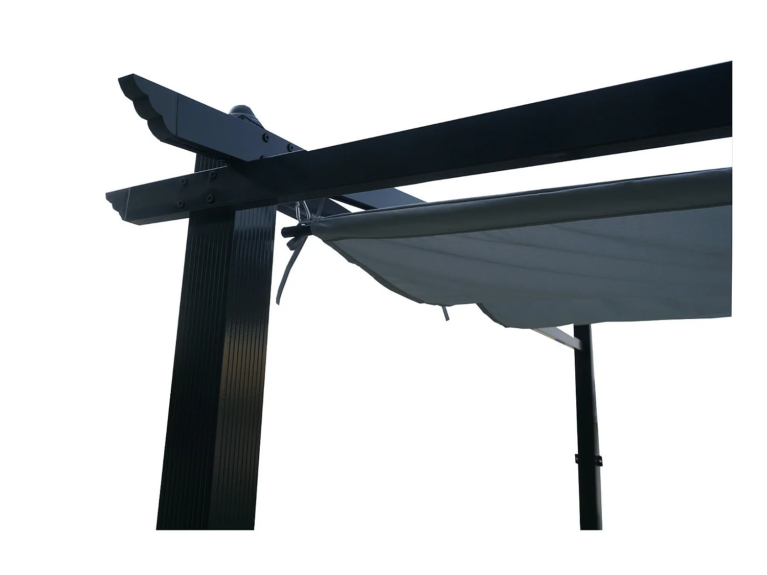 Tonnelle/Pergola mural en aluminium 3x4m toile coulissante rétractable - Gris - LISBOA