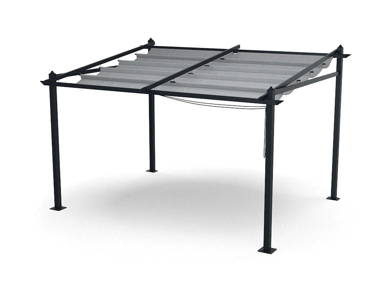 Tonnelle/Pergola mural en aluminium 3x4m toile coulissante rétractable - Gris - LISBOA