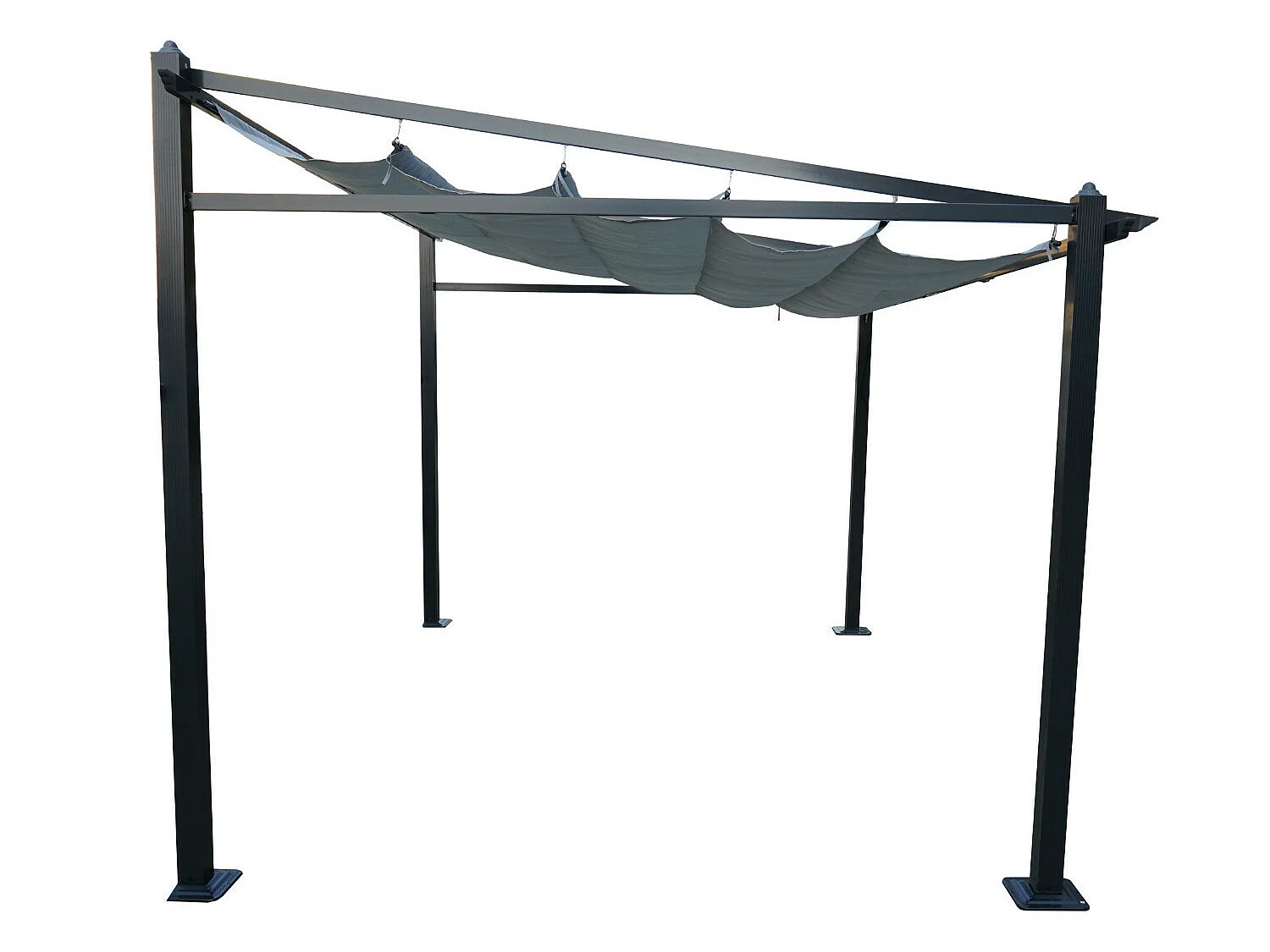 Tonnelle/Pergola mural en aluminium 3x4m toile coulissante rétractable - Gris - LISBOA