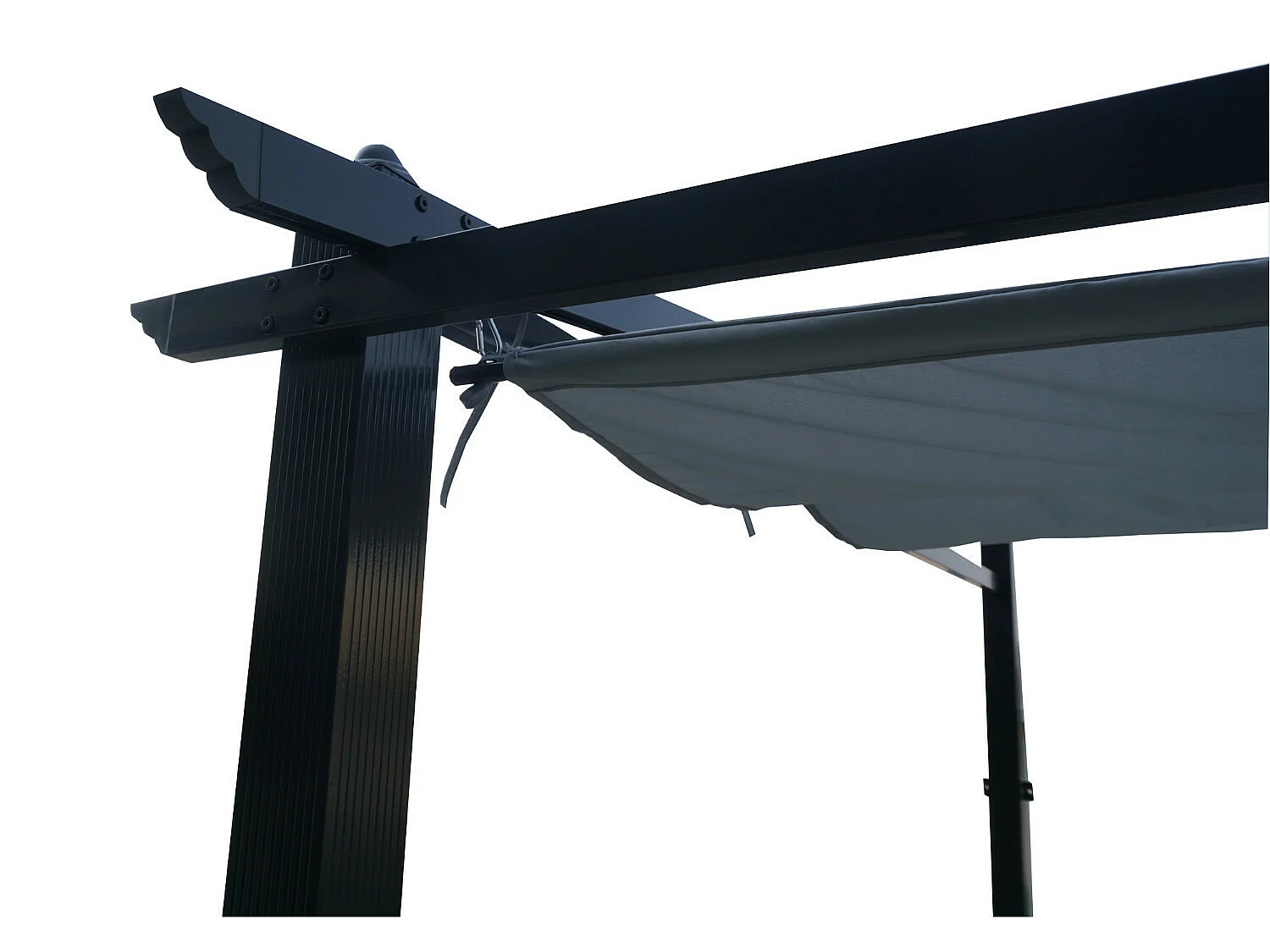 Tonnelle/Pergola mural en aluminium 3x4m toile coulissante rétractable - Gris - LISBOA