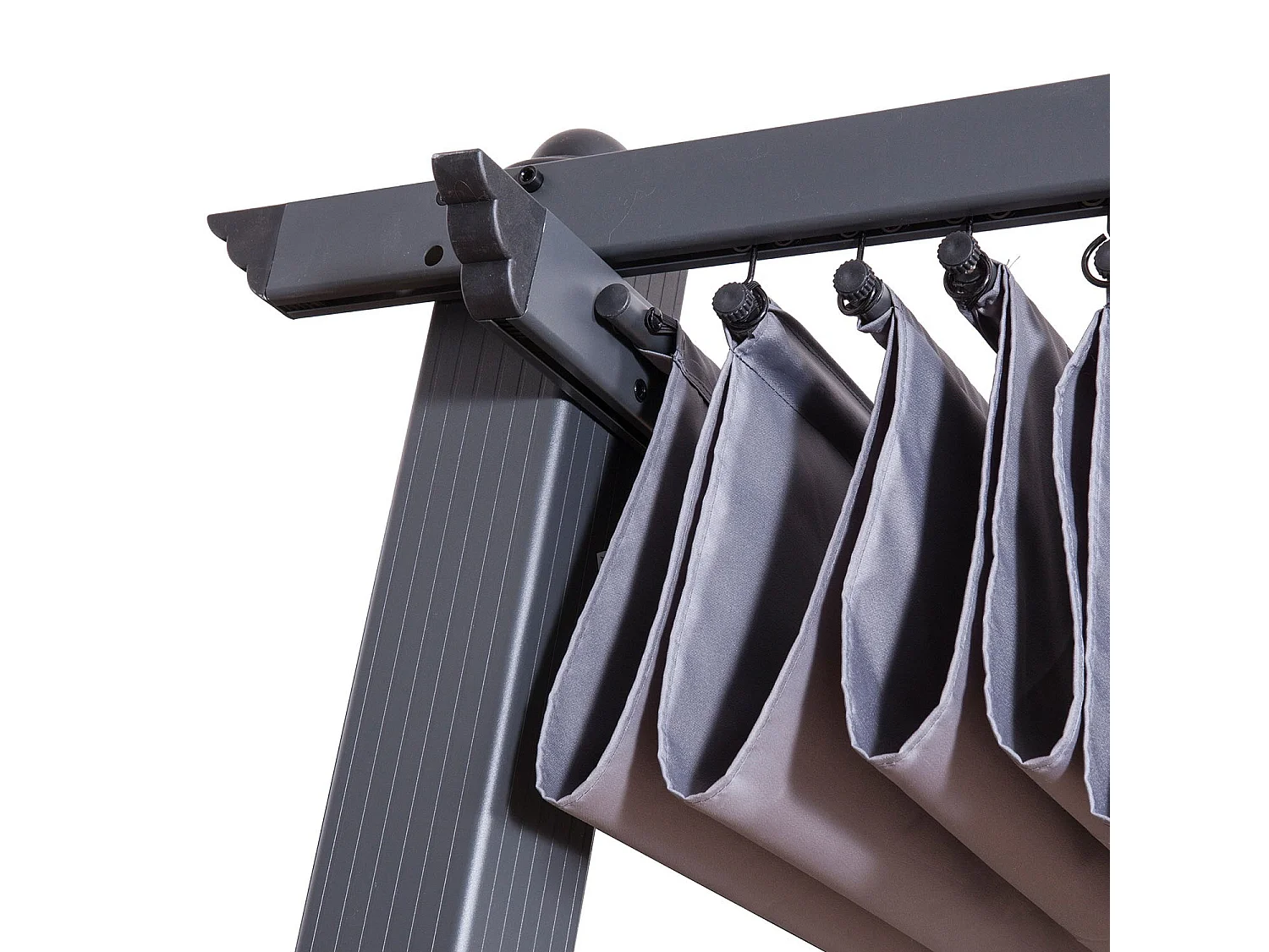 Tonnelle/Pergola aluminium 3x4m toile coulissante rétractable - Gris - HERO XL