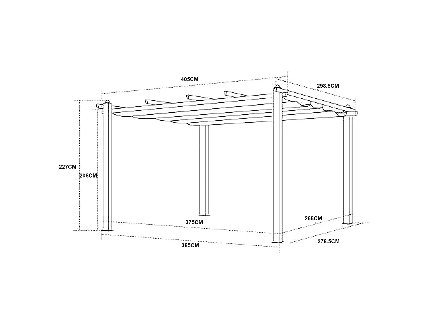 Tonnelle/Pergola aluminium 3x4m toile coulissante rétractable - Gris - HERO XL