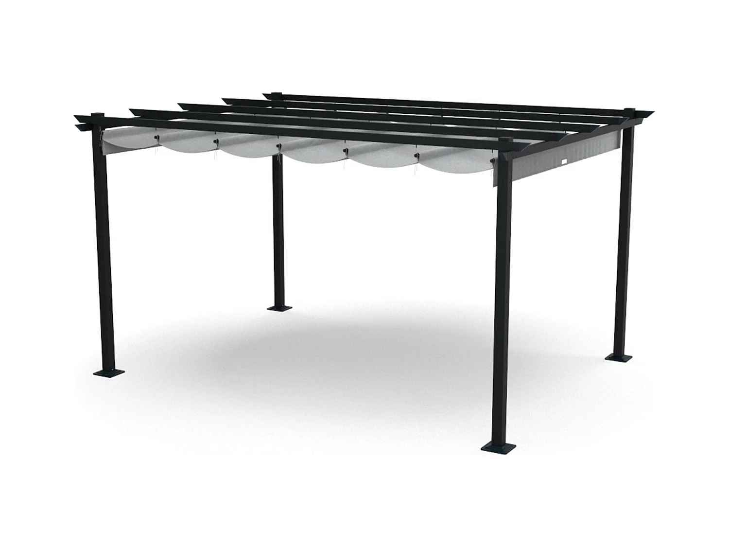 Tonnelle/Pergola en aluminium 3x4m toile coulissante rétractable - Gris - HAVANA