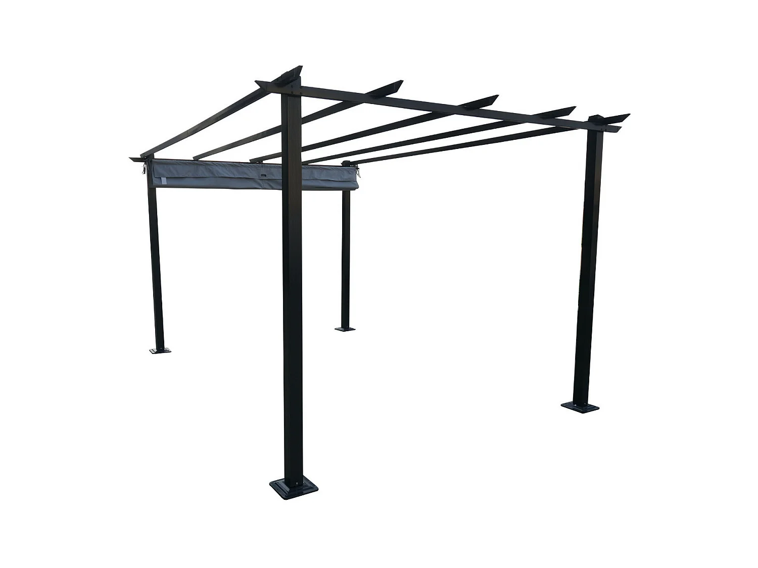 Tonnelle/Pergola en aluminium 3x4m toile coulissante rétractable - Gris - HAVANA