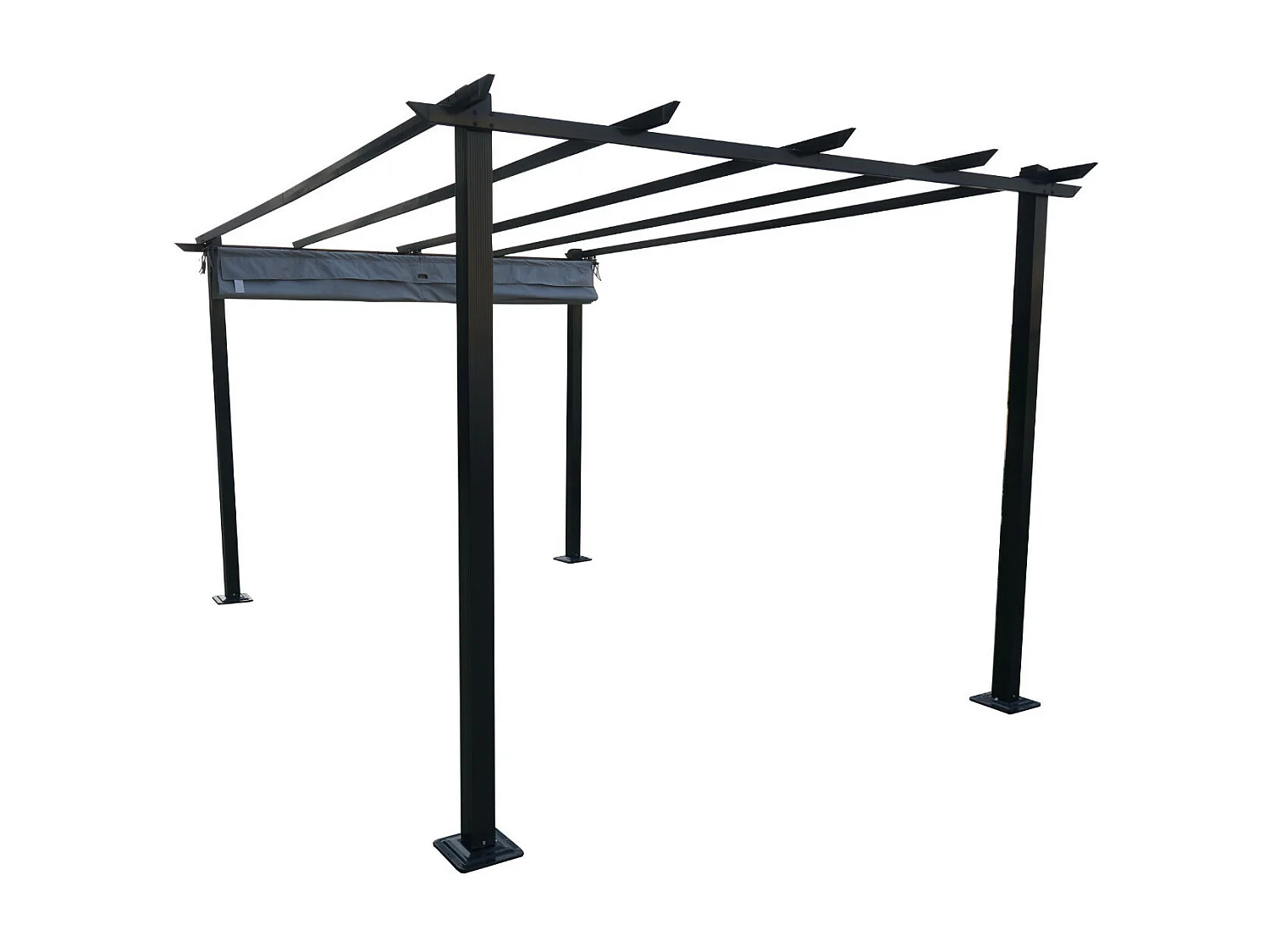 Tonnelle/Pergola en aluminium 3x4m toile coulissante rétractable - Gris - HAVANA