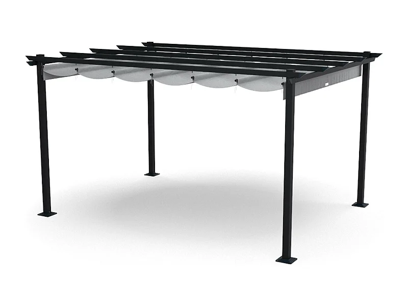 Tonnelle/Pergola en aluminium 3x4m toile coulissante rétractable - Gris - HAVANA