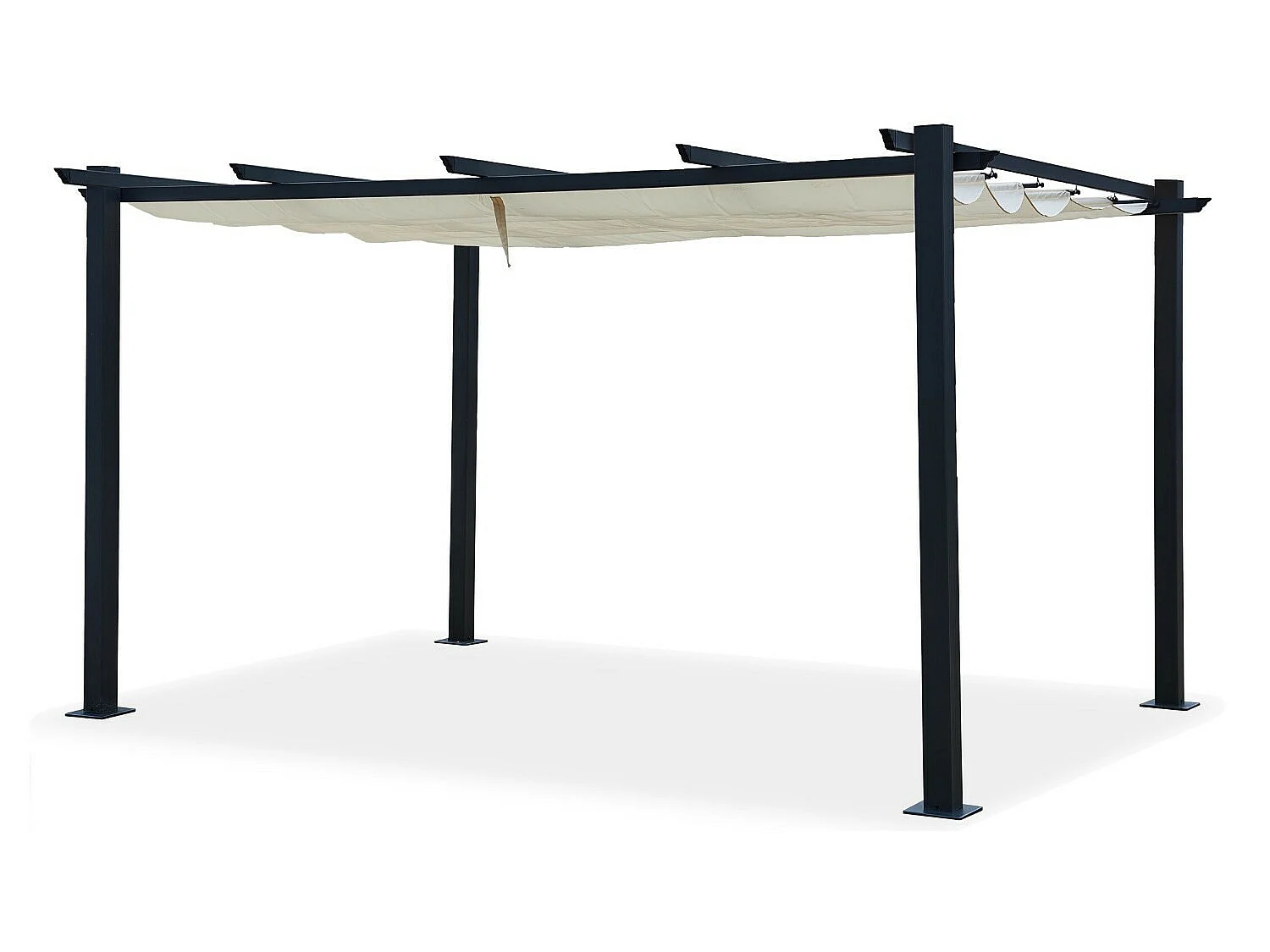 Tonnelle/Pergola aluminium 3x4m toile coulissante rétractable - Gris / ECRU - OHIO XL