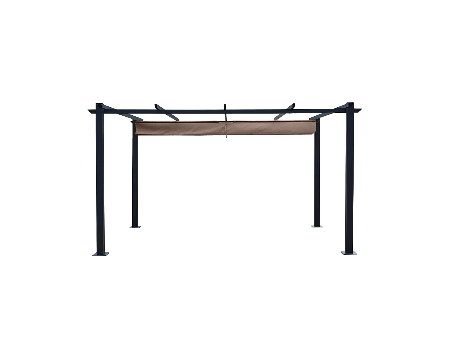 Tonnelle/Pergola aluminium 3x4m toile coulissante rétractable - Gris / Taupe - OHIO XL