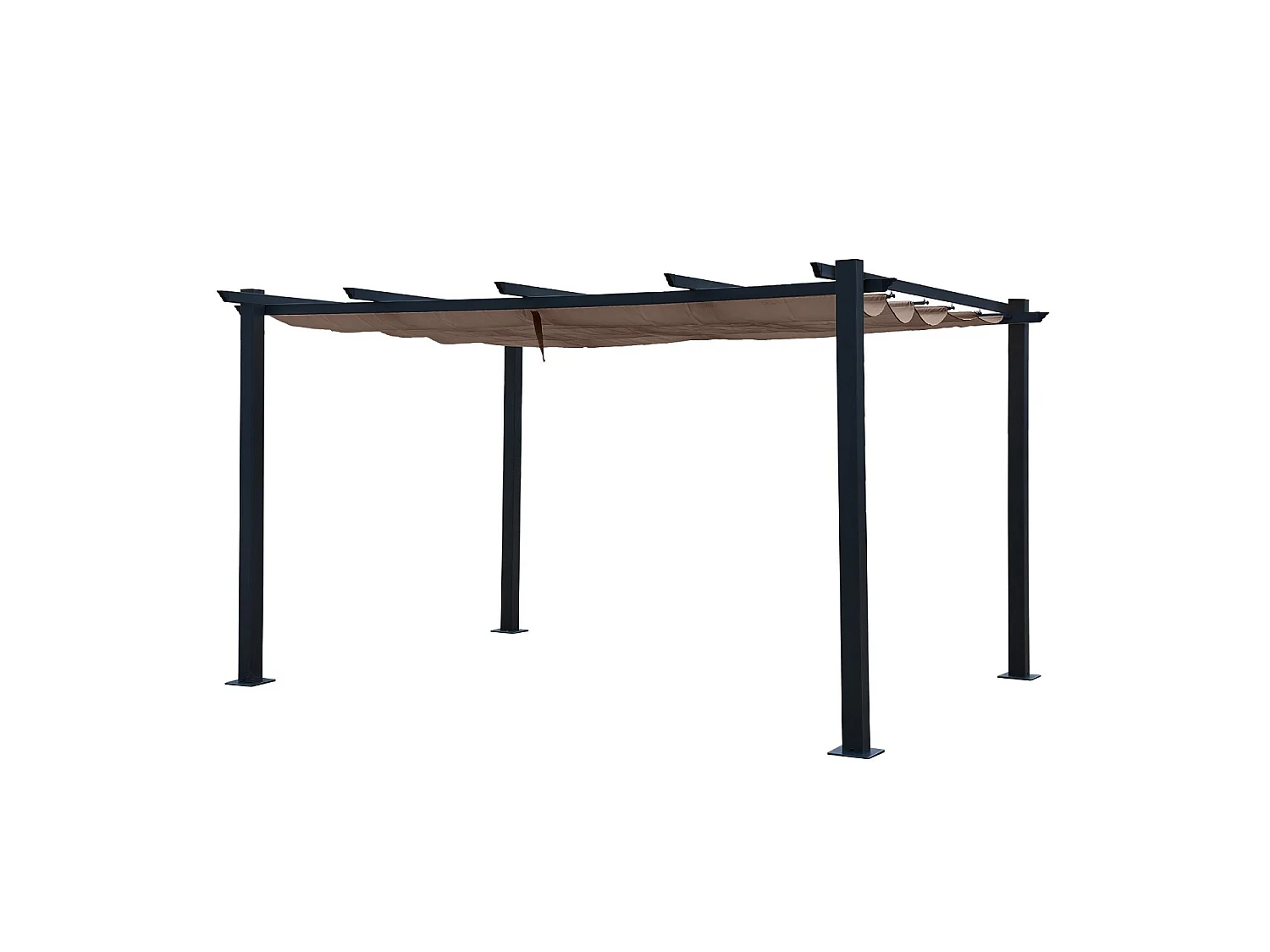 Tonnelle/Pergola aluminium 3x4m toile coulissante rétractable - Gris / Taupe - OHIO XL