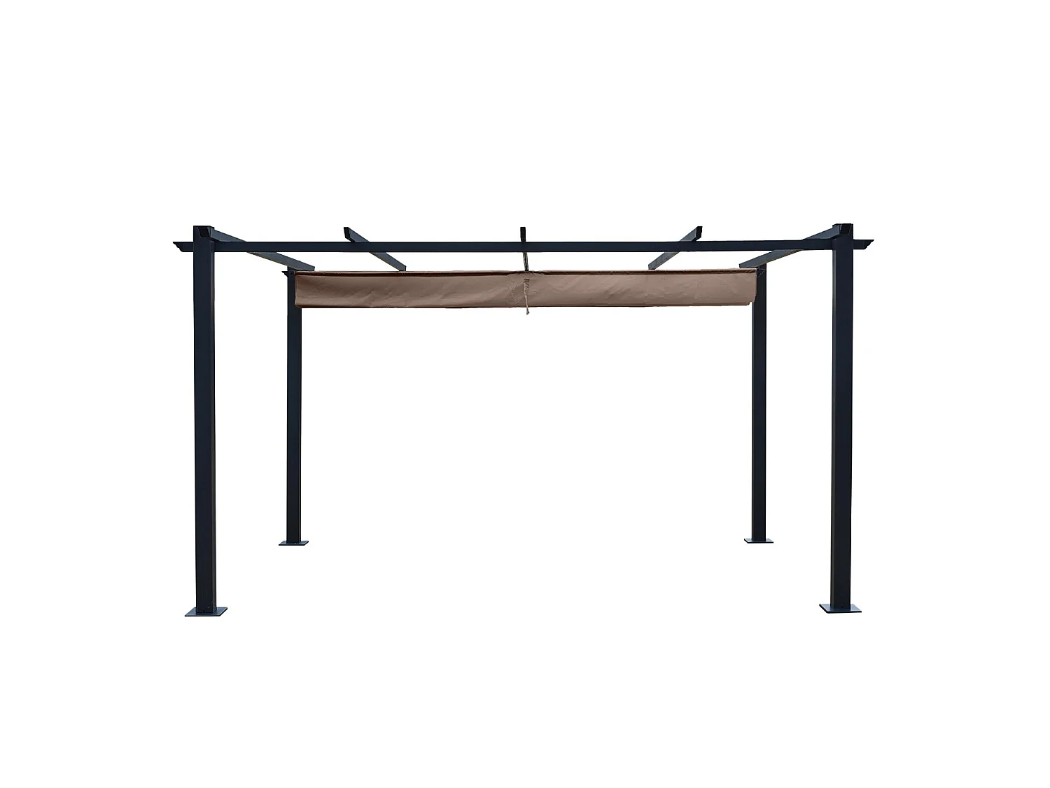 Tonnelle/Pergola aluminium 3x4m toile coulissante rétractable - Gris / Taupe - OHIO XL