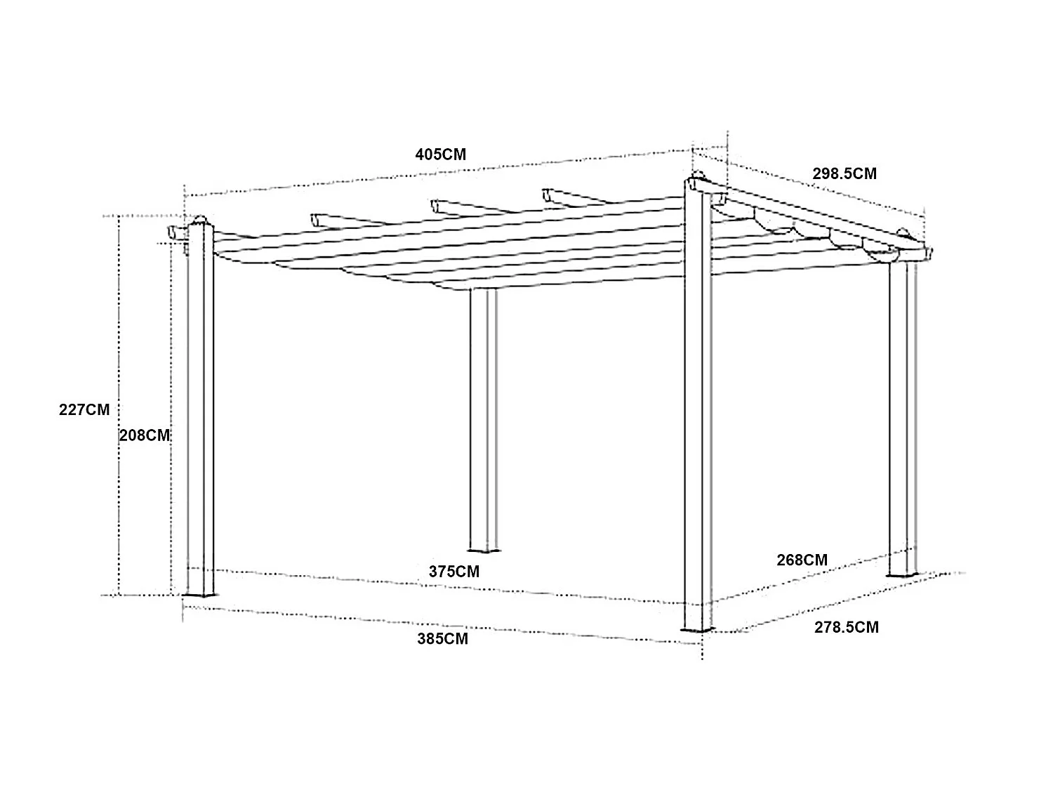 Tonnelle/Pergola aluminium 3x4m toile coulissante rétractable - Gris Taupe - HERO XL