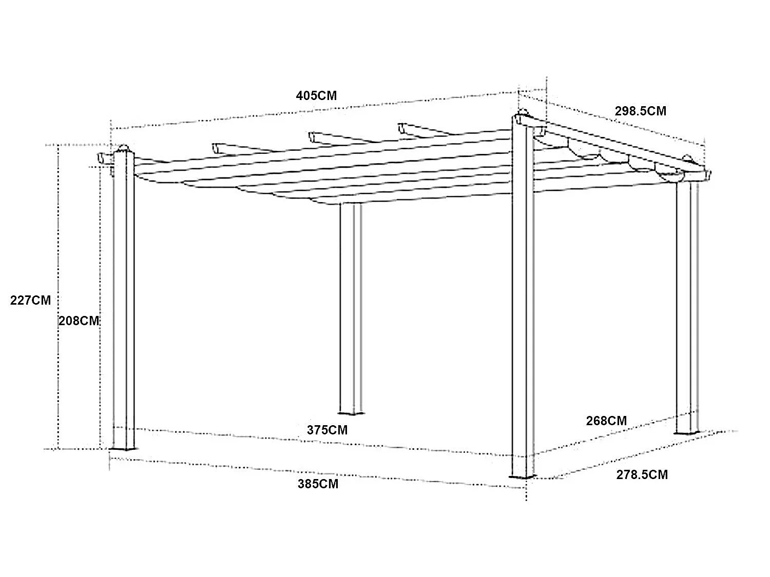 Tonnelle/Pergola aluminium 3x4m toile coulissante rétractable - Gris Taupe - HERO XL