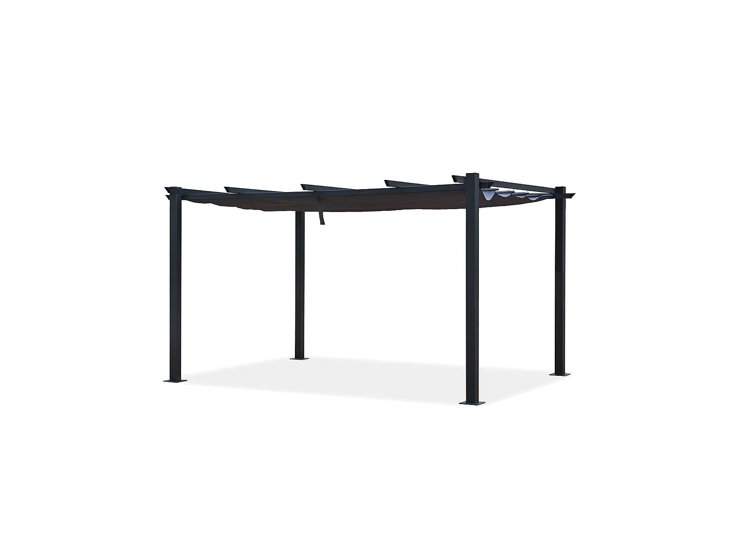 Tonnelle/Pergola aluminium 3x4m toile coulissante rétractable - Gris - OHIO XL