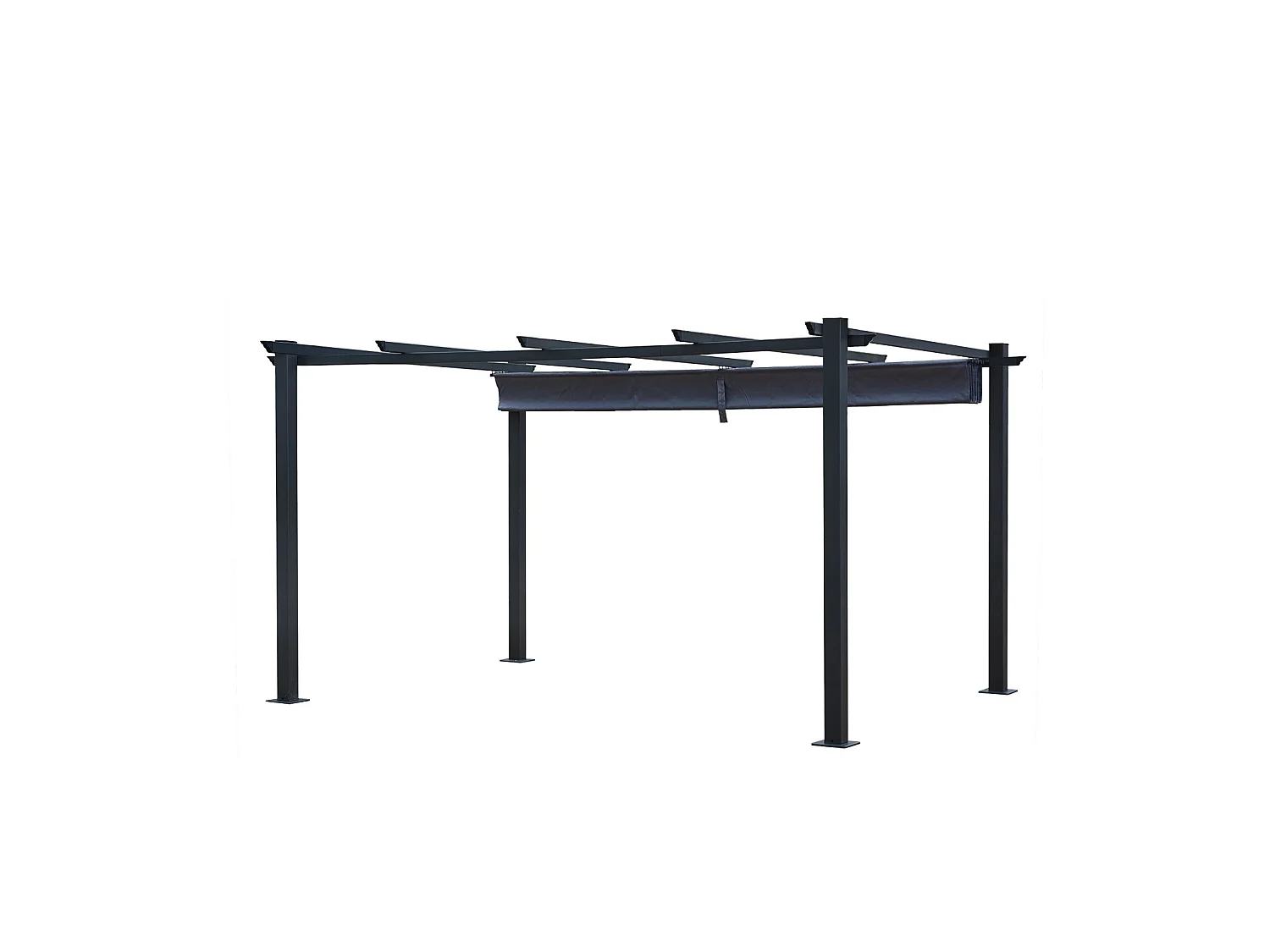 Tonnelle/Pergola aluminium 3x4m toile coulissante rétractable - Gris - OHIO XL