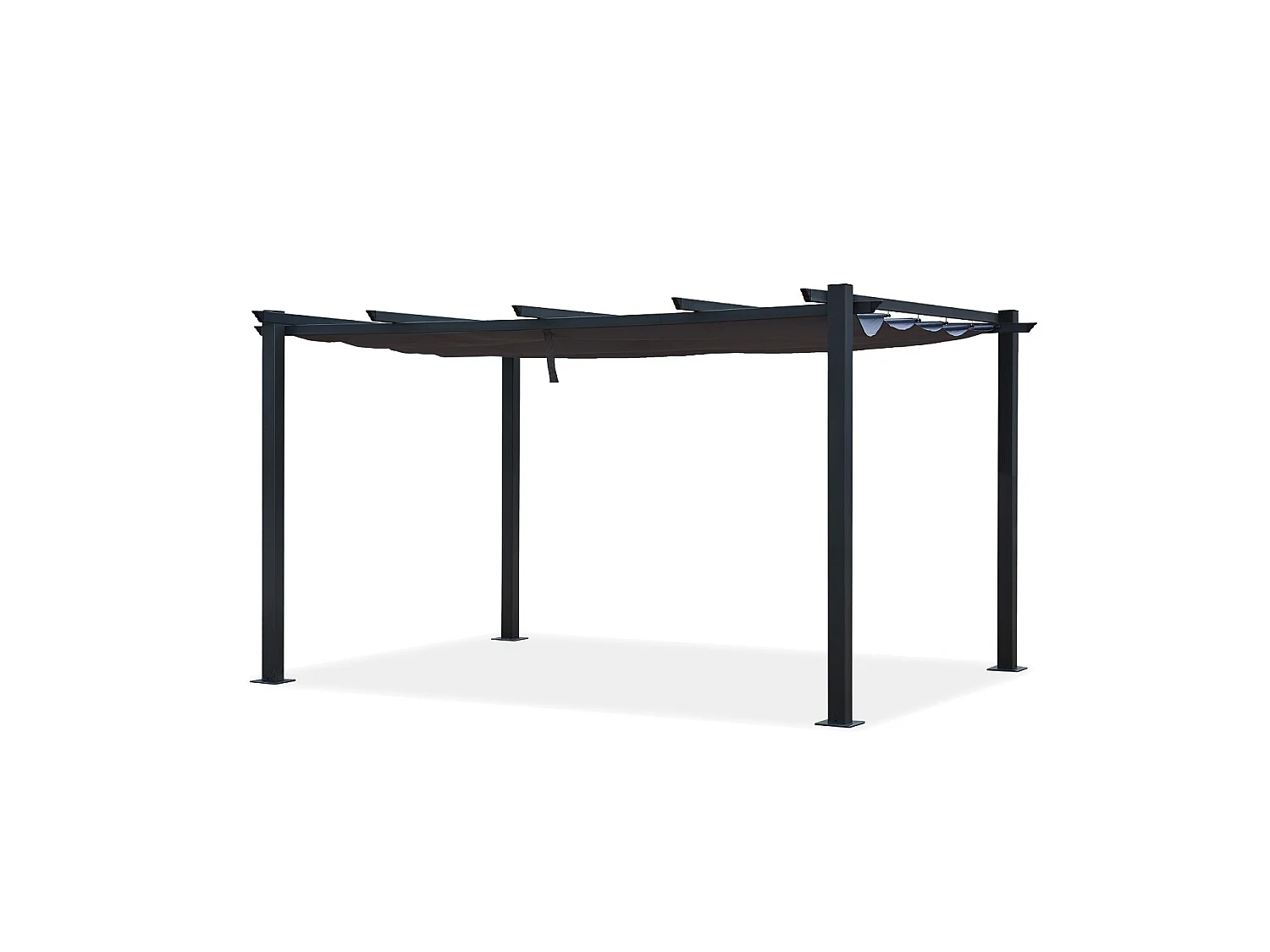 Tonnelle/Pergola aluminium 3x4m toile coulissante rétractable - Gris - OHIO XL