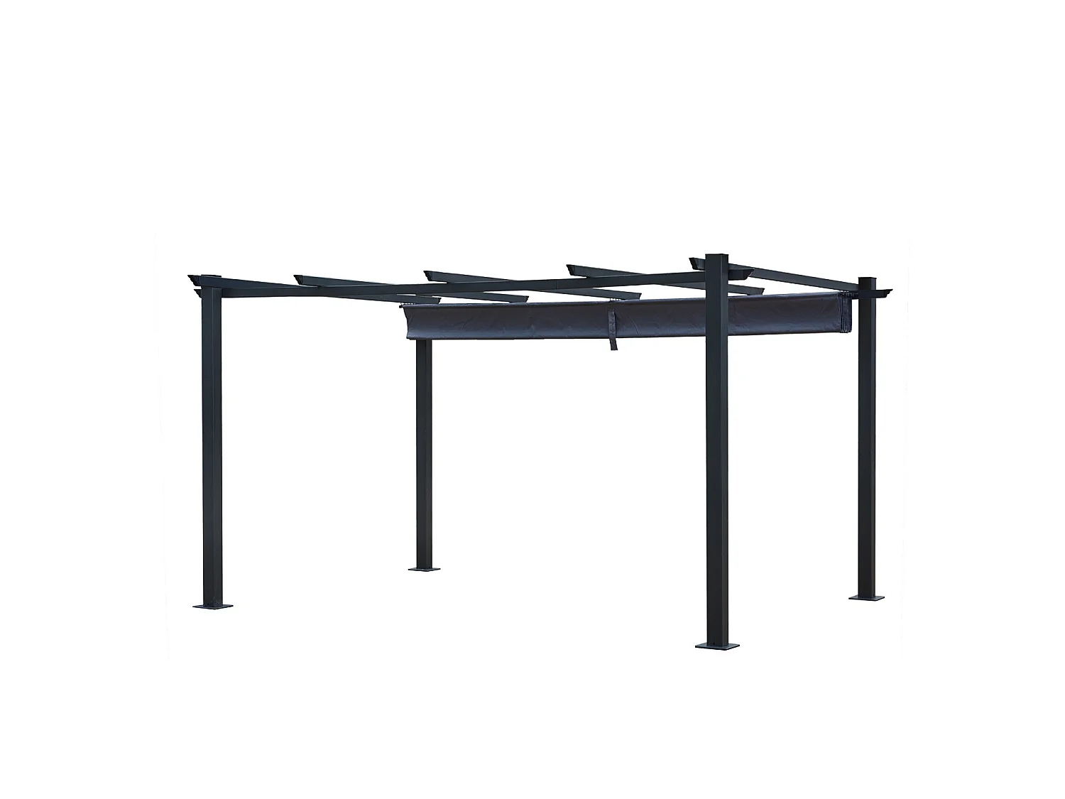 Tonnelle/Pergola aluminium 3x4m toile coulissante rétractable - Gris - OHIO XL