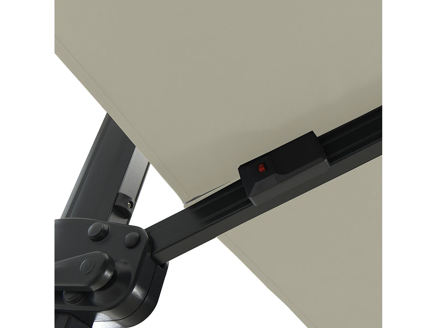 Parasol déporté LED 3x4m rectangle en aluminium + housse - rotatif 360° - Taupe - ROME