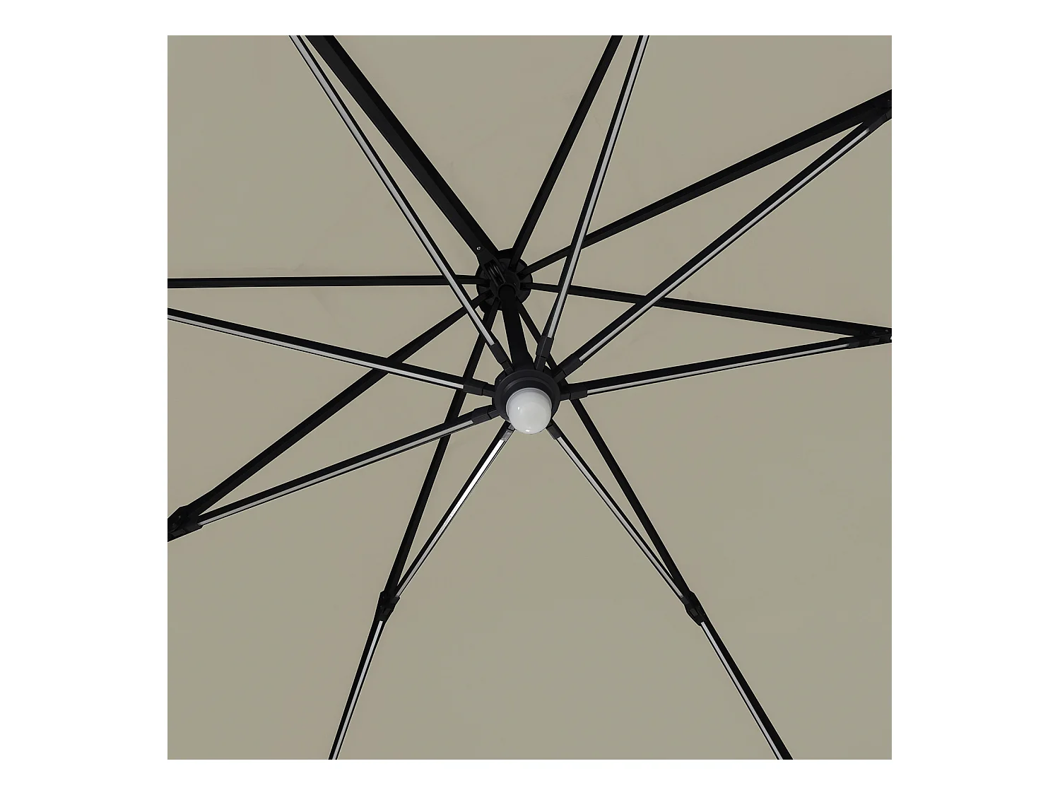 Parasol déporté LED 3x4m rectangle en aluminium + housse - rotatif 360° - Taupe - ROME