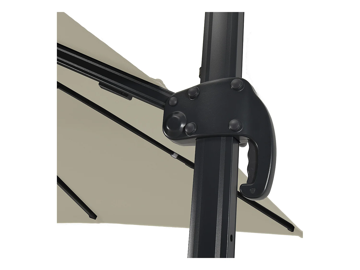 Parasol déporté LED 3x4m rectangle en aluminium + housse - rotatif 360° - Taupe - ROME