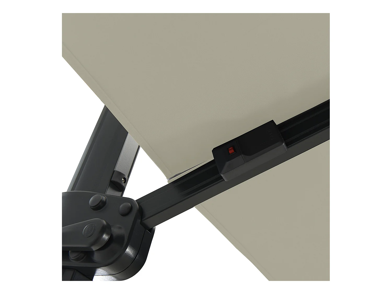Parasol déporté LED 3x4m rectangle en aluminium + housse - rotatif 360° - Taupe - ROME