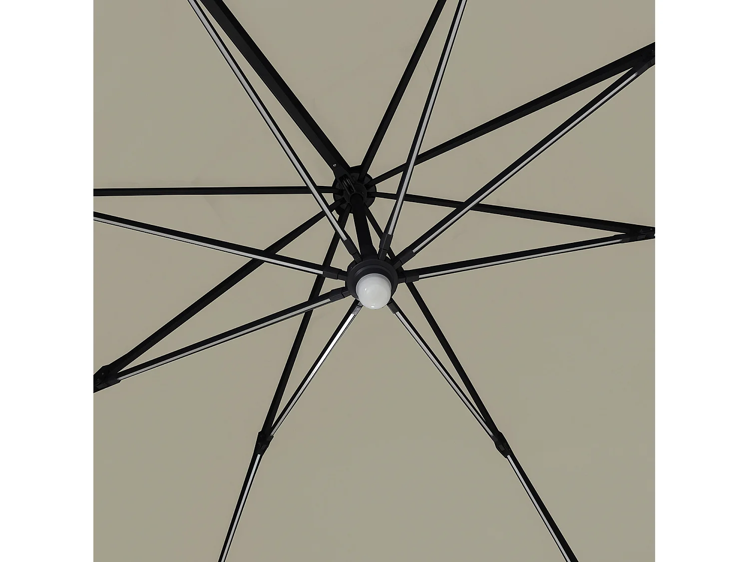 Parasol déporté LED 3x4m rectangle en aluminium + housse - rotatif 360° - Taupe - ROME