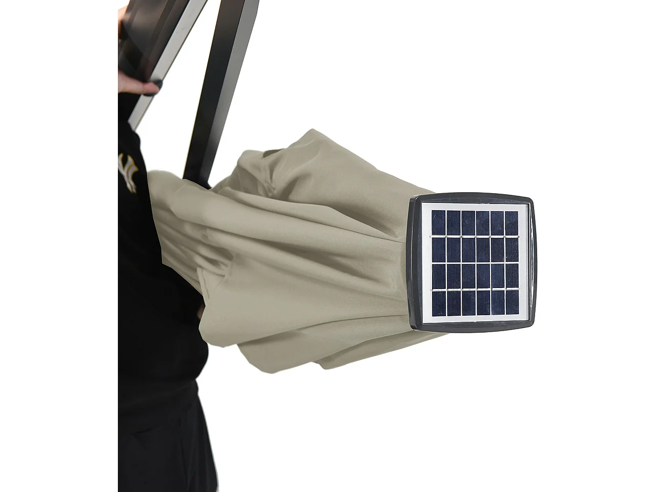 Parasol déporté LED 3x4m rectangle en aluminium + housse - rotatif 360° - Taupe - ROME