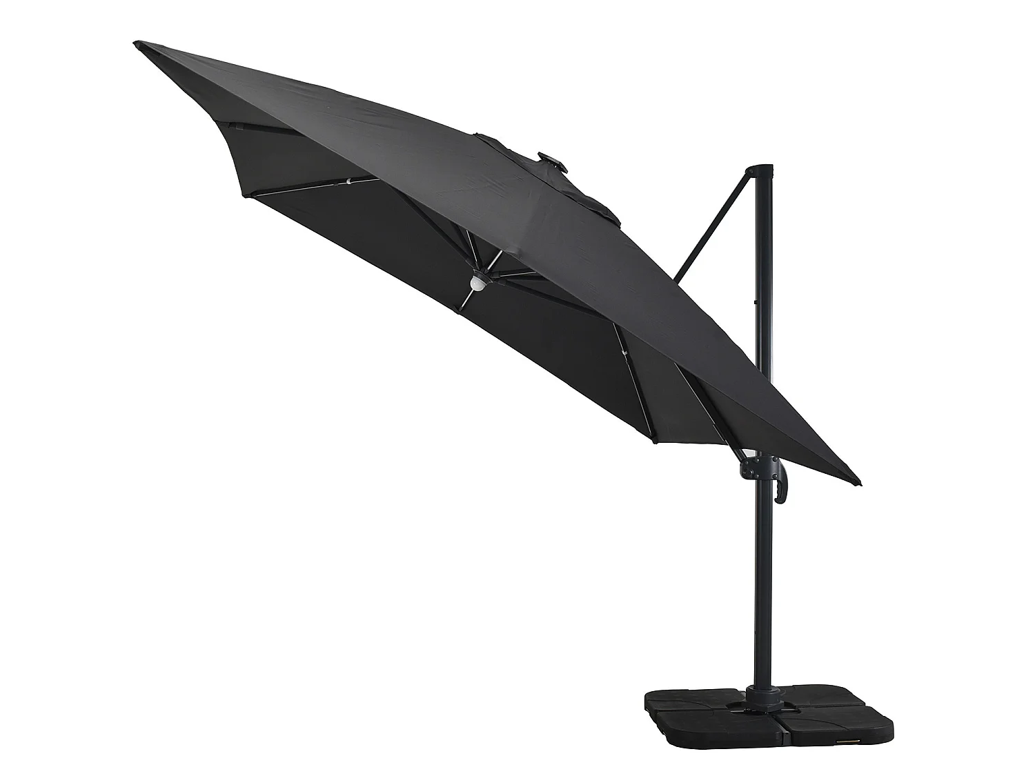 Parasol déporté LED 3x4m rectangle en aluminium + housse - rotatif 360° - Anthracite - ROME