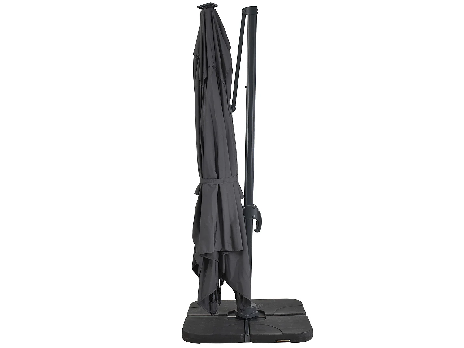 Parasol déporté LED 3x4m rectangle en aluminium + housse - rotatif 360° - Anthracite - ROME