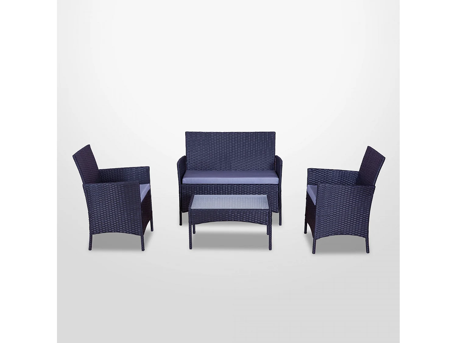 Salon de jardin résine tressée Noir/Gris - ensemble 4 places - Canapé + Fauteuil + Table - IMORA