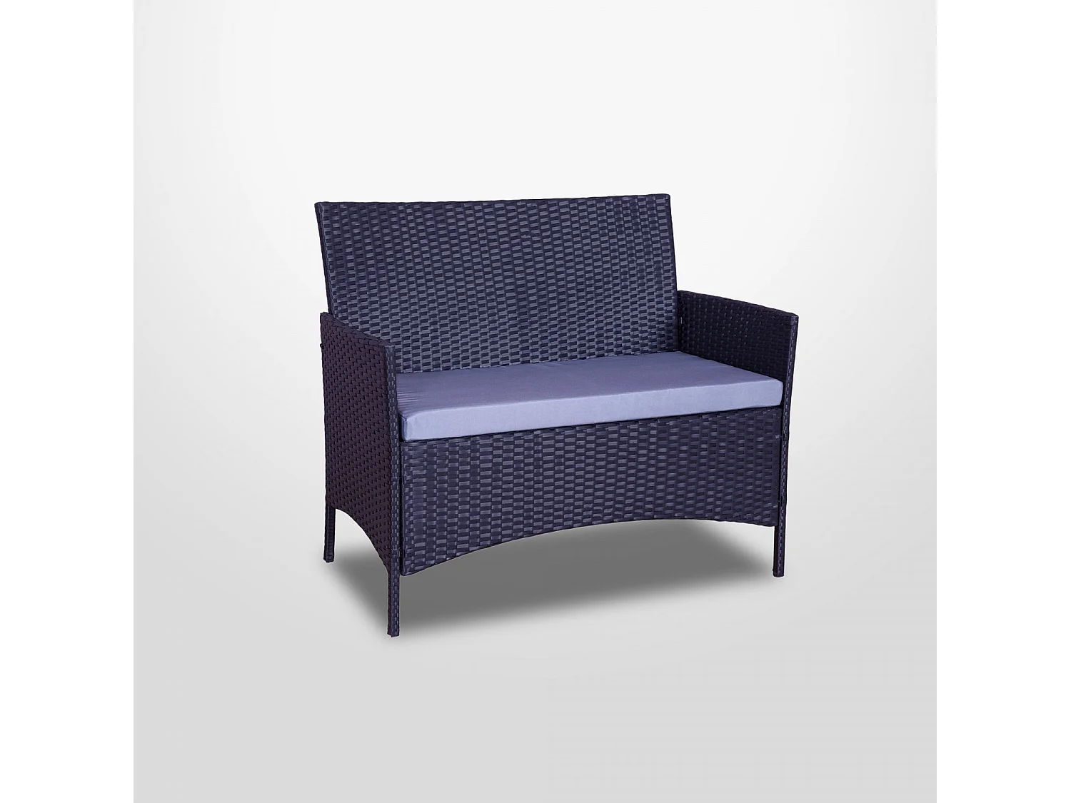 Salon de jardin résine tressée Noir/Gris - ensemble 4 places - Canapé + Fauteuil + Table - IMORA