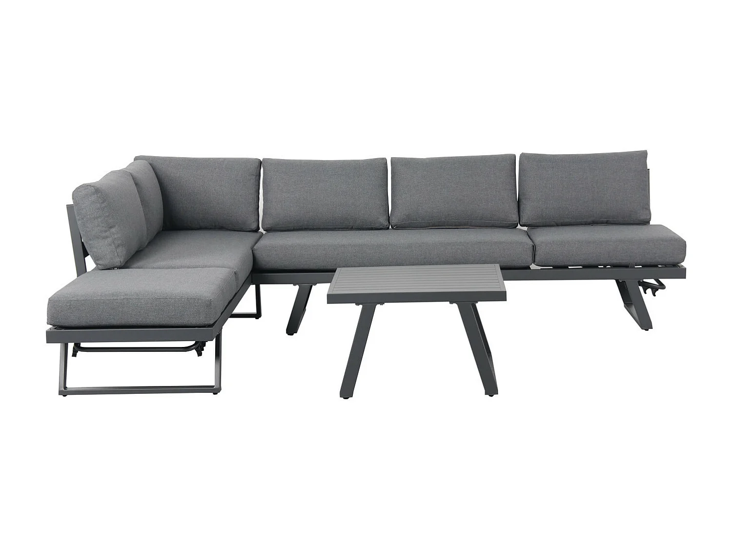 Salon de jardin fonctionnel modulable en aluminium design - Gris Anthracite - HELIOS