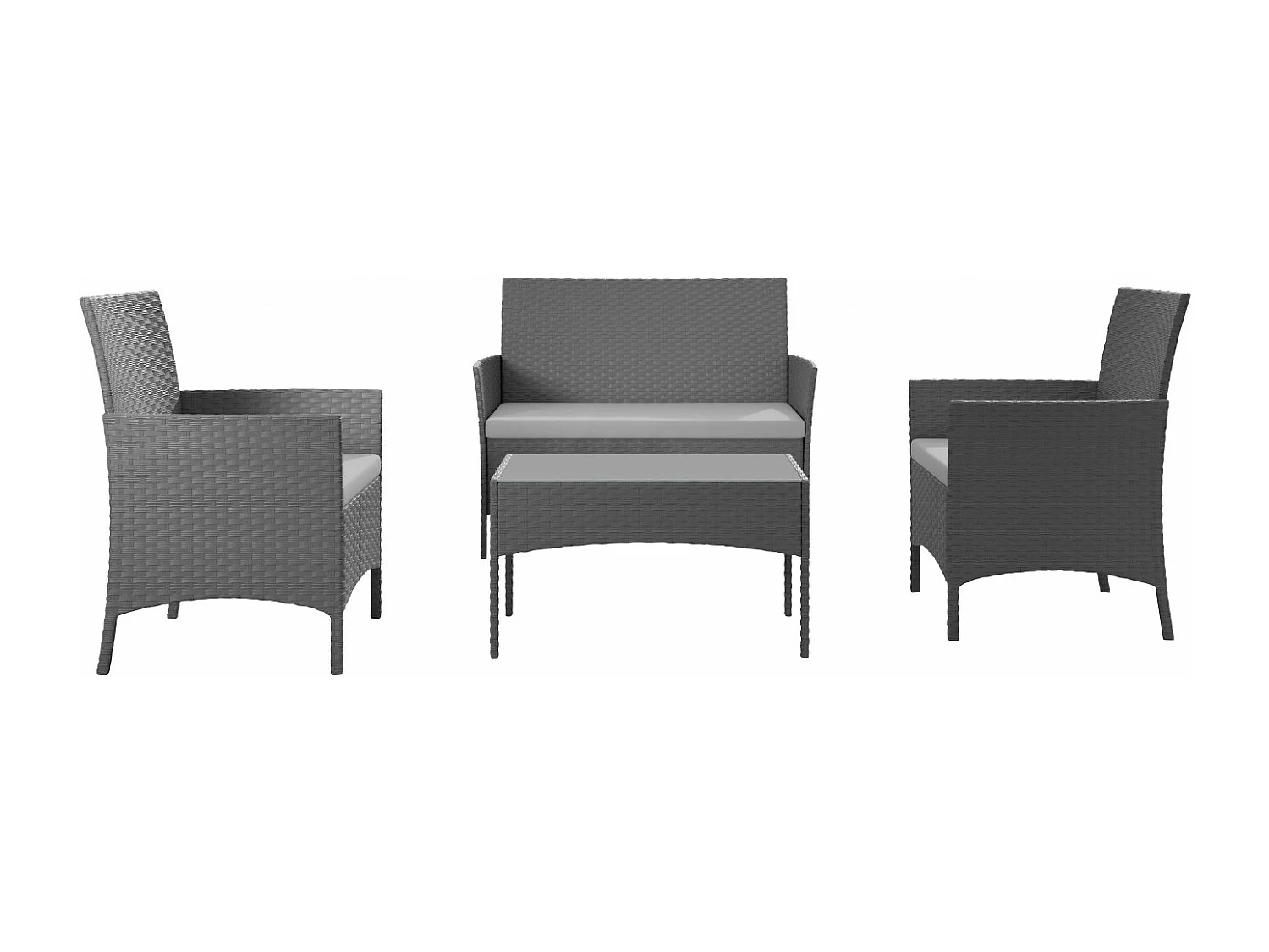 Salon de jardin résine tressée Gris - ensemble 4 places - Canapé + Fauteuil + Table - IMORA