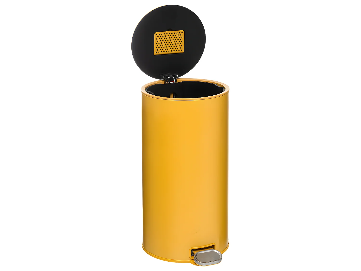 Poubelle ronde 30 Litres en Métal Jaune moutarde