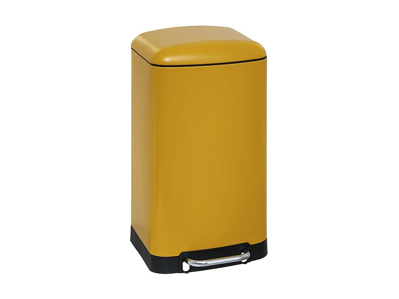 Poubelle 30 Litres en Métal Jaune ouverture à pédale