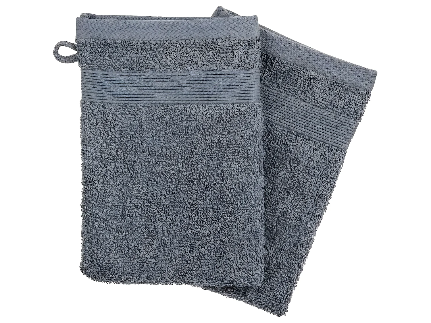 Lot de 2 Gants de toilette en Coton Gris foncé tissu éponge 15 x 21 cm