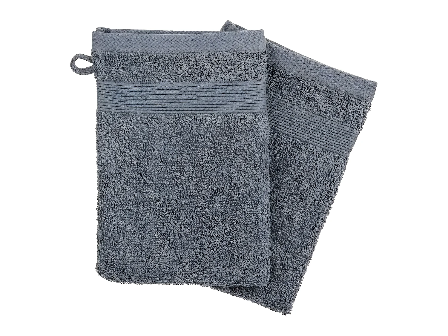 Lot de 2 Gants de toilette en Coton Gris foncé tissu éponge 15 x 21 cm