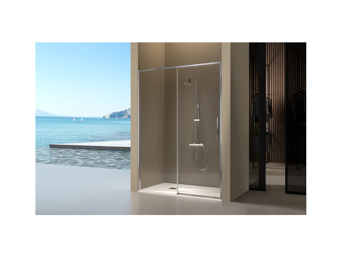 Frontal de ducha + Puerta Corredera 123-125.6 cm DELTA Cromado