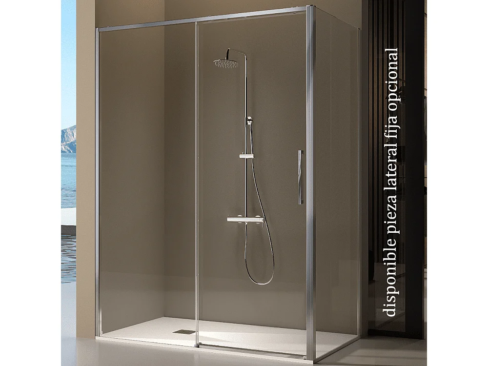 Paroi de douche fixe + porte coulissante DELTA 123-125.6 cm