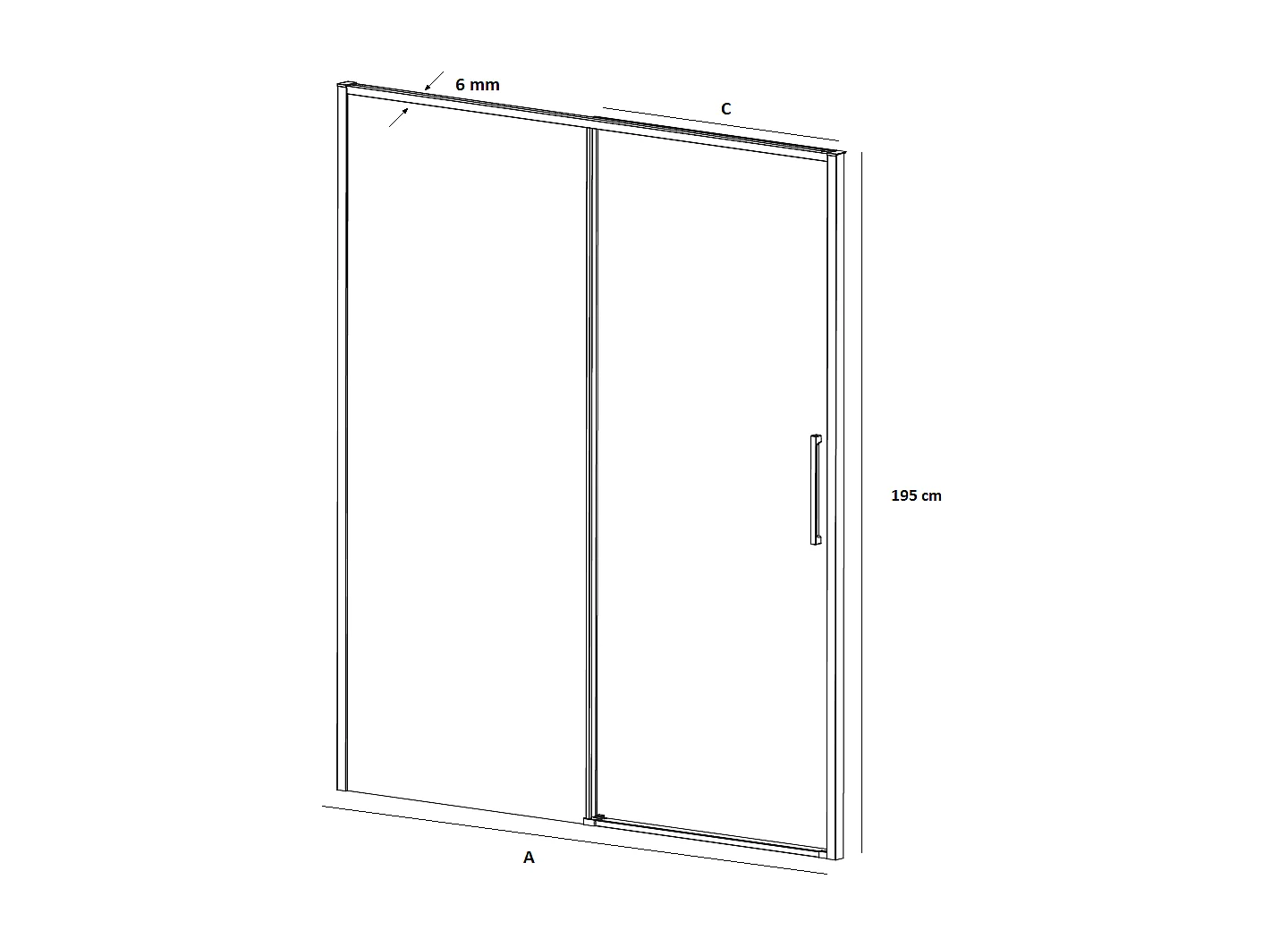 Paroi de douche fixe + porte coulissante DELTA 121-123.6 cm