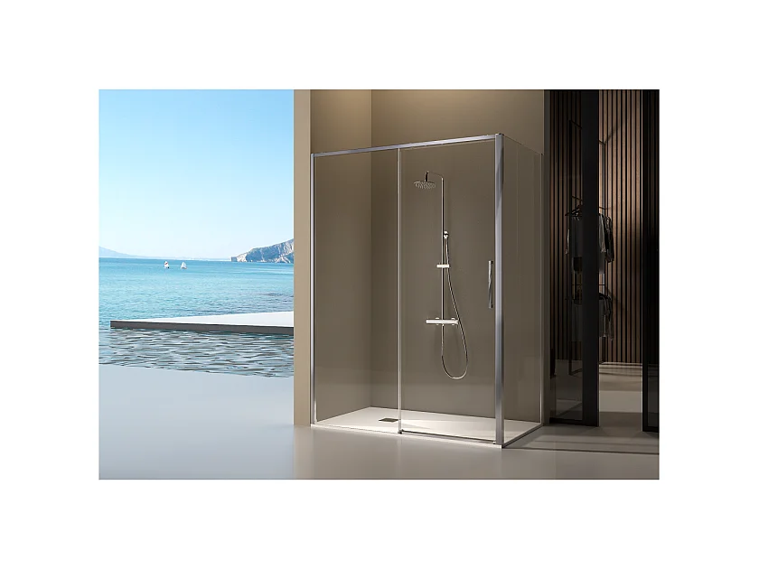 Frontal de ducha + Puerta Corredera 113-115.6 cm DELTA Cromado