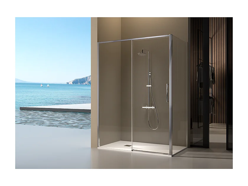 Paroi de douche fixe + porte coulissante DELTA 113-115.6 cm